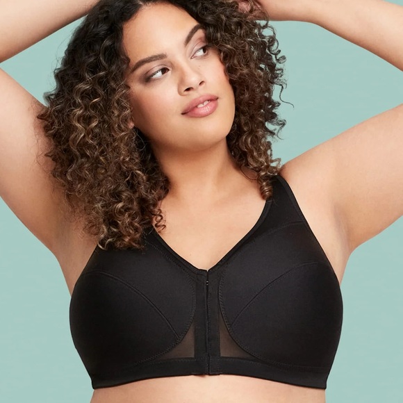 - Glamorise 48D/50D Posture Back Front Closure Black Bra! NEW! - Picture 2 of 16